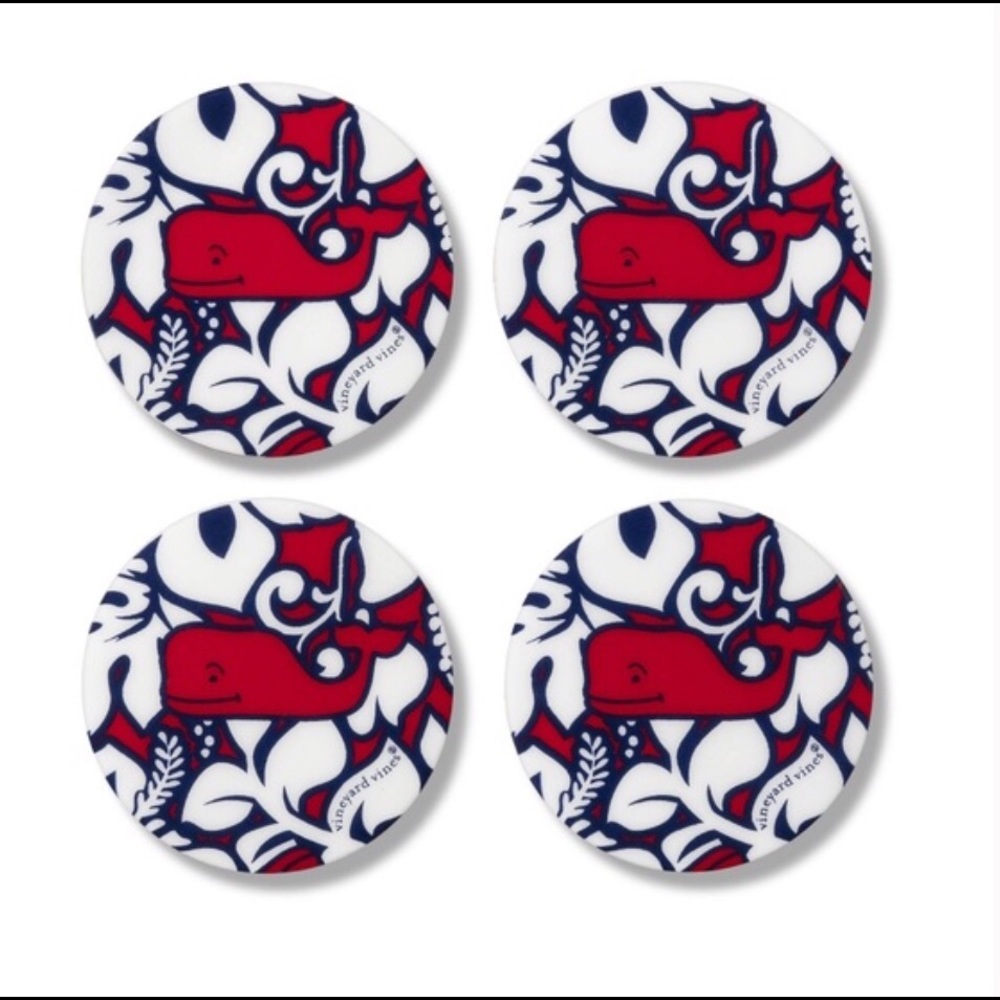 8 Vineyard Vines Hibiscus Whale Coasters